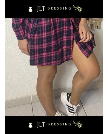 Robe Chemise MILA - Fuchsia & Noir