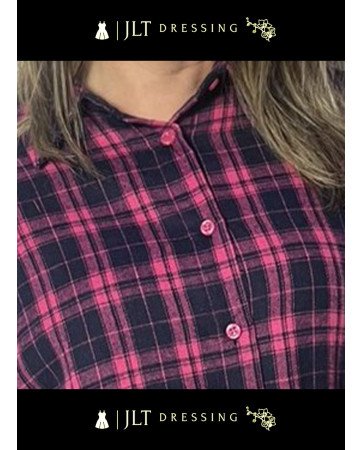 Robe Chemise MILA - Fuchsia & Noir